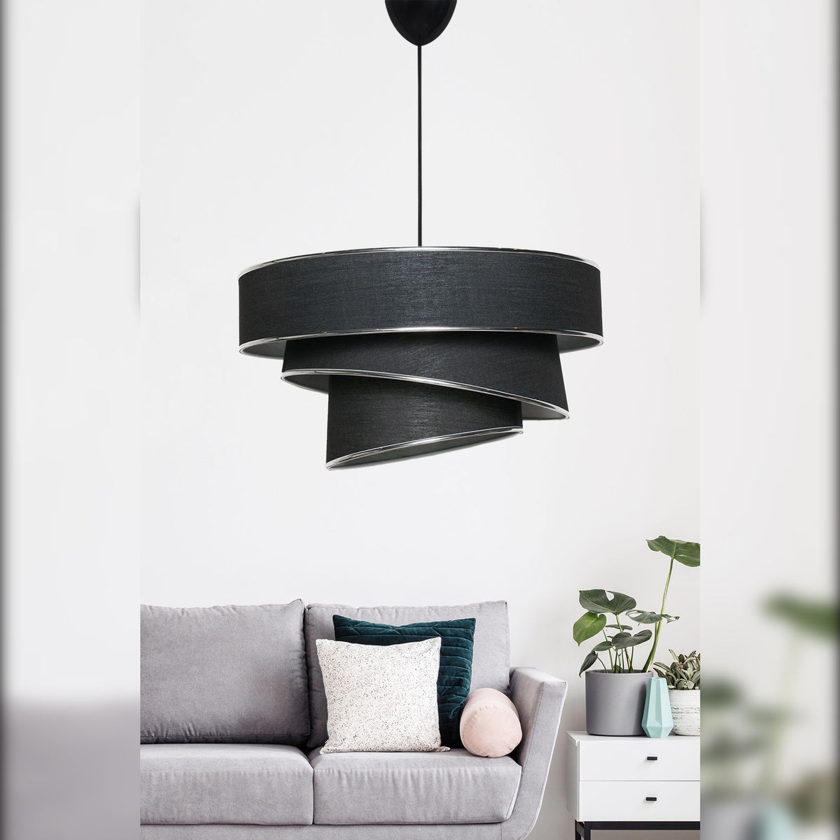 Lámpara de techo metal negro silver estructura decorativa (3)