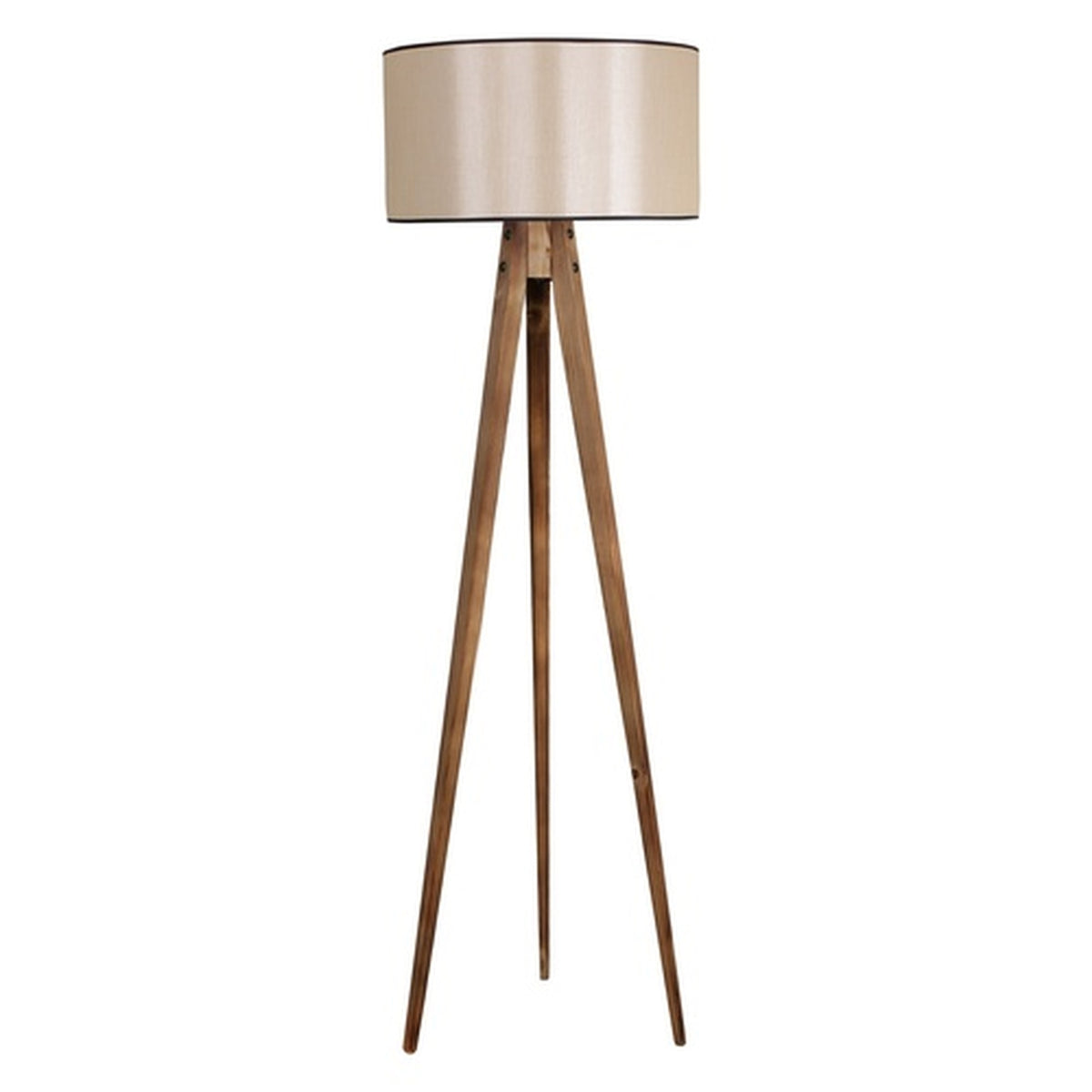 Lámpara de pie madera marrón pantalla beige 45x45x153 cm E27