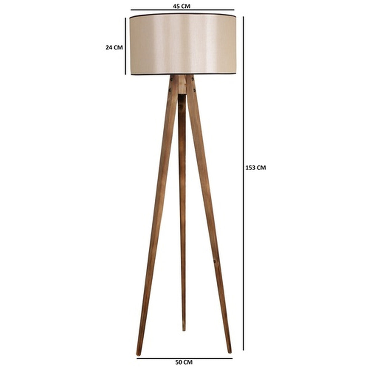 Lámpara de pie madera marrón pantalla beige 45x45x153 cm E27 (2)