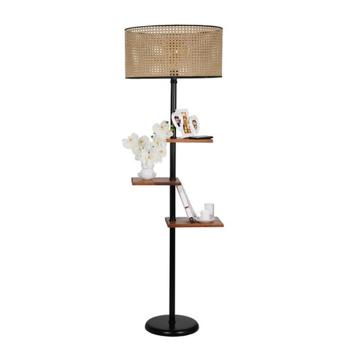 Lámpara de pie metal negro marrón 45x45x170 cm casquillo E27