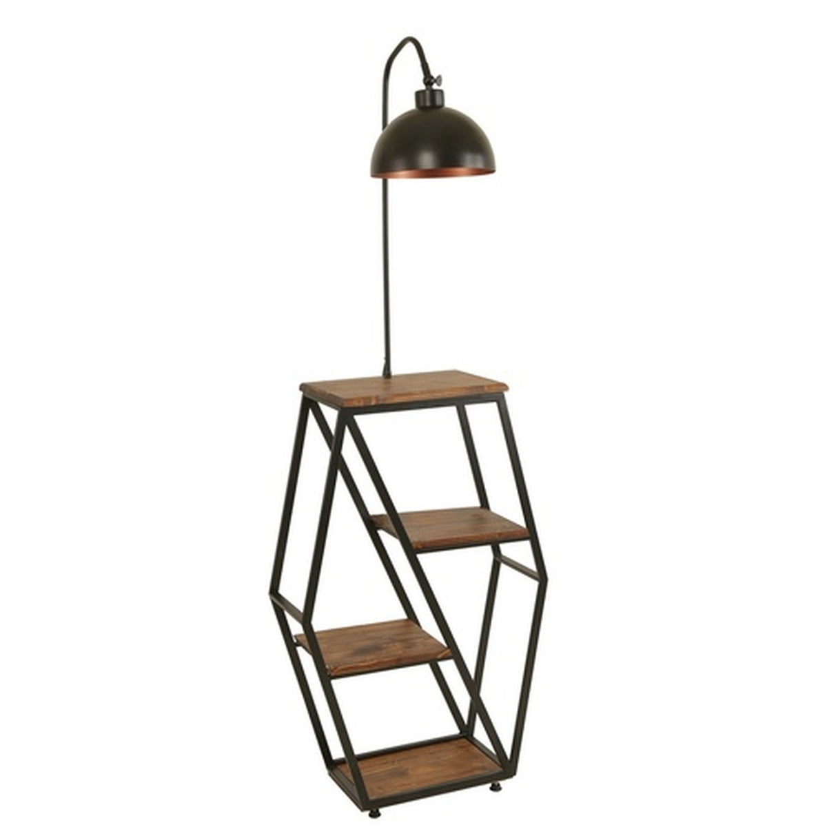 Lámpara de pie metal negro pantalla redonda 38x25x165 cm E27