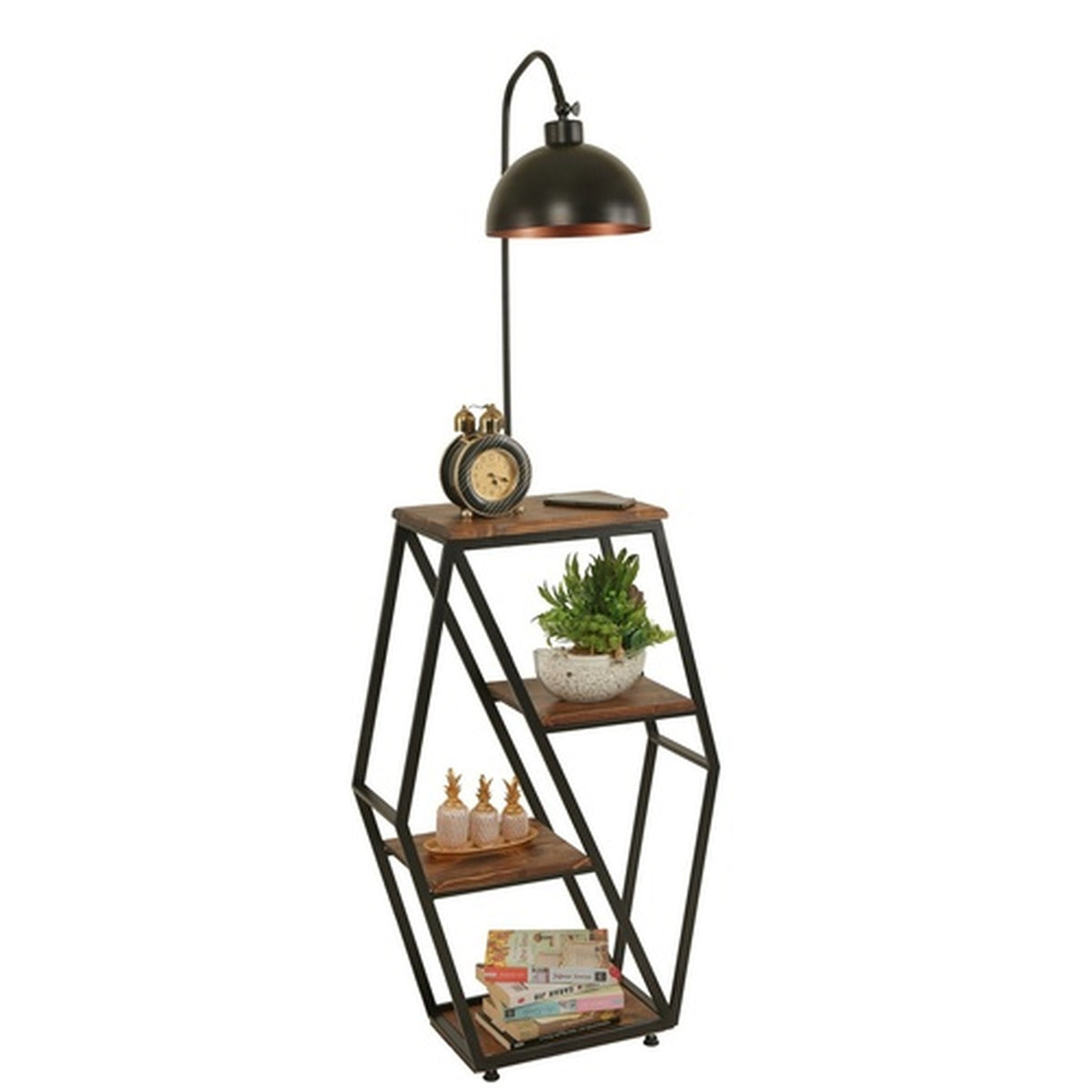 Lámpara de pie metal negro pantalla redonda 38x25x165 cm E27 (3)