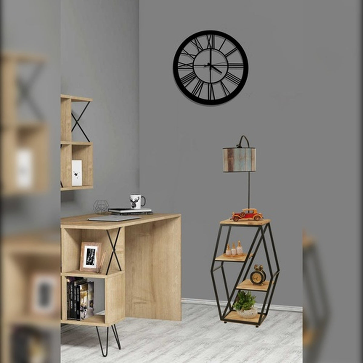 Lámpara de pie metal vintage Victoria 38x25x165cm E27 (5)