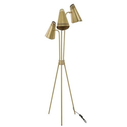 Lámpara de pie 3 focos metal oro colección Malaui 45x45x180cm E27