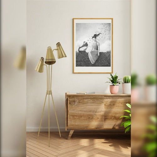Lámpara de pie 3 focos metal oro colección Malaui 45x45x180cm E27 (5)