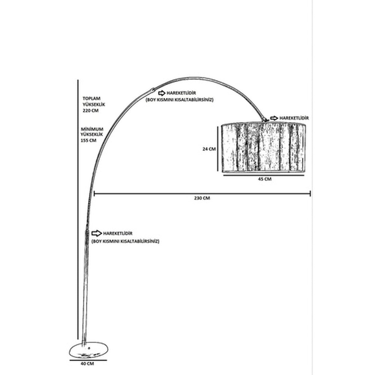 Lámpara de pie metal curva cromada marrón colección Malaui 220cm (2)