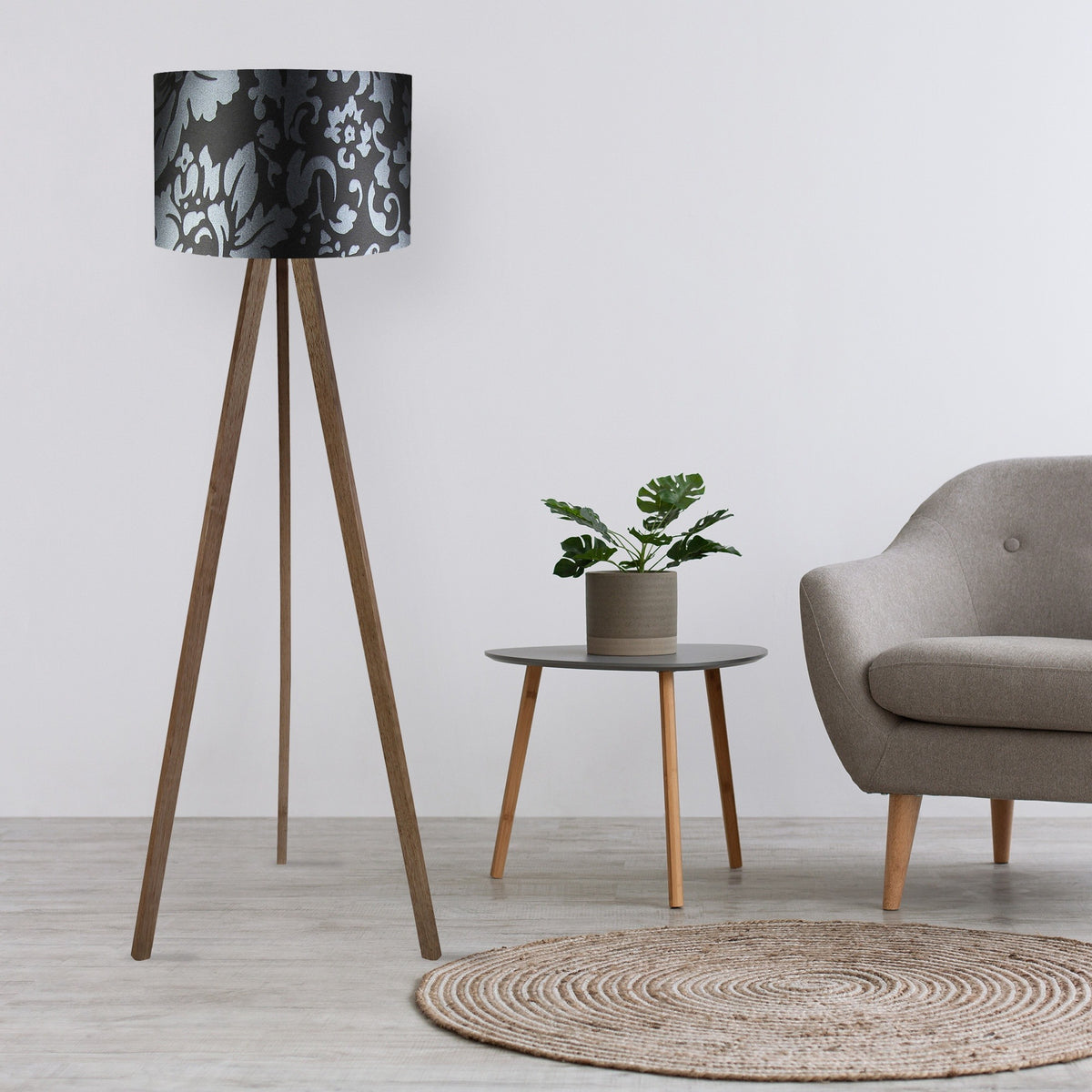 Lámpara de pie MDF PVC negro marrón gris 70% MDF 30% PVC (4)