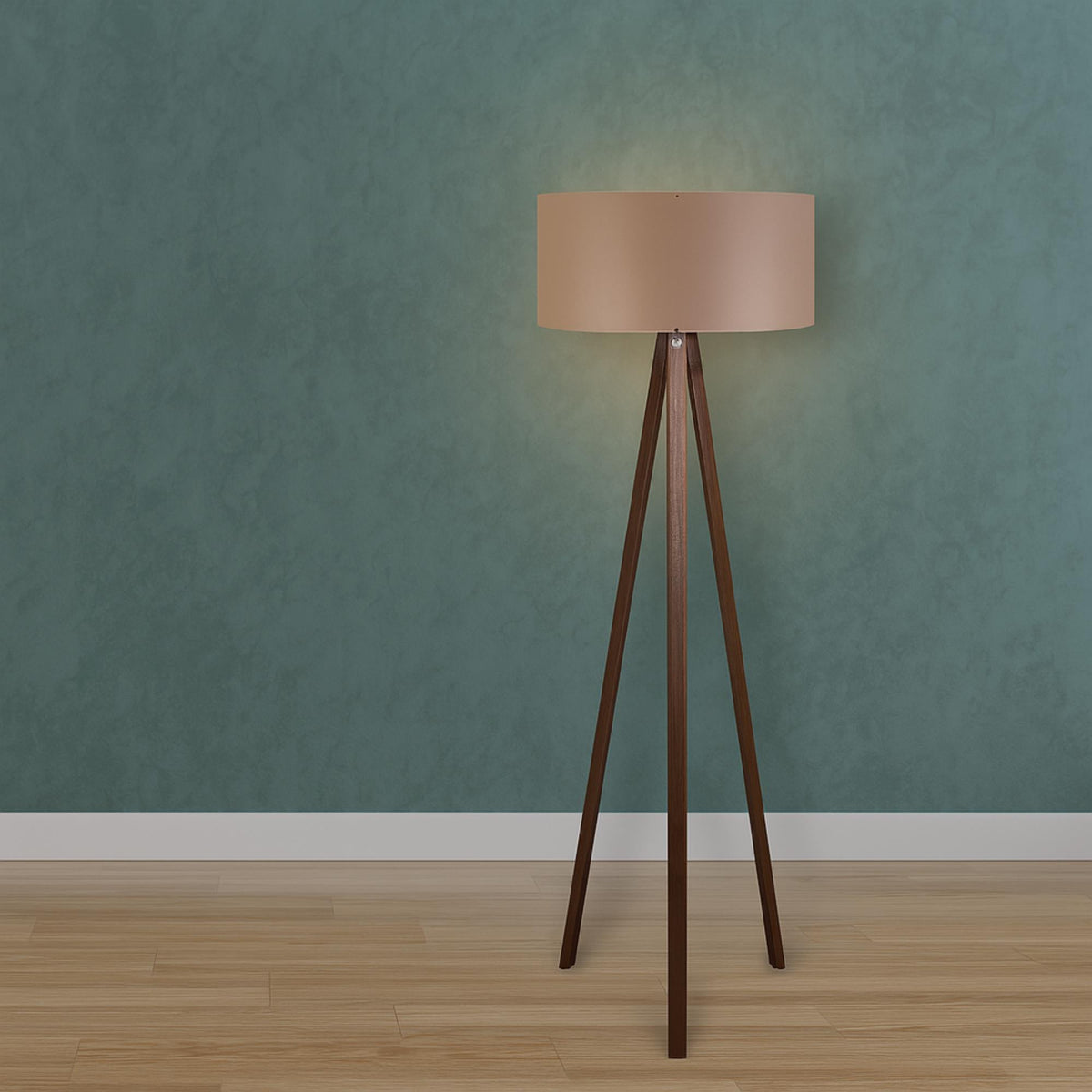 Lámpara de pie trípode oscuro MDF marrón 38x38x140 cm E27 (4)
