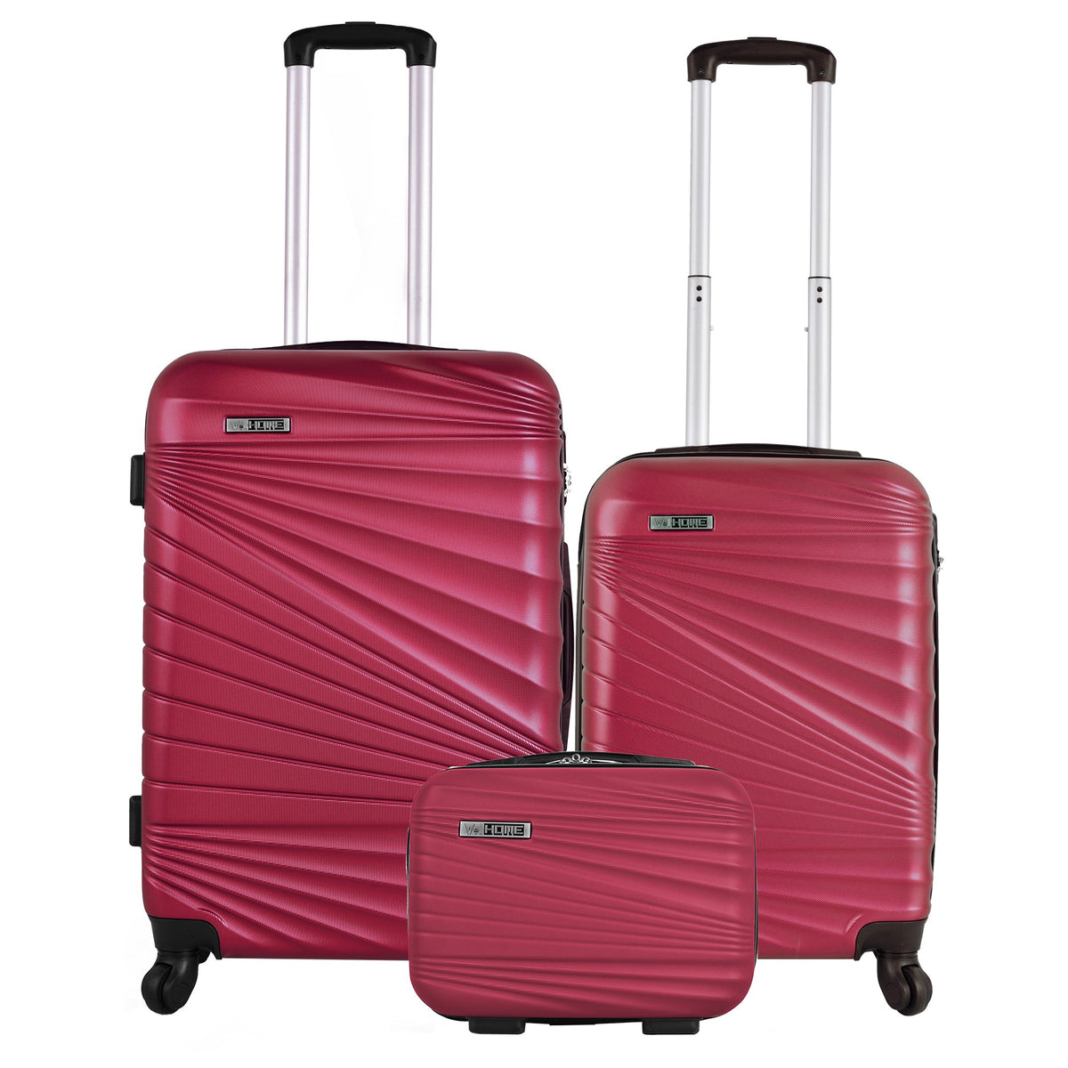 Juego de maletas rígidas 3 pzs color coral con ruedas