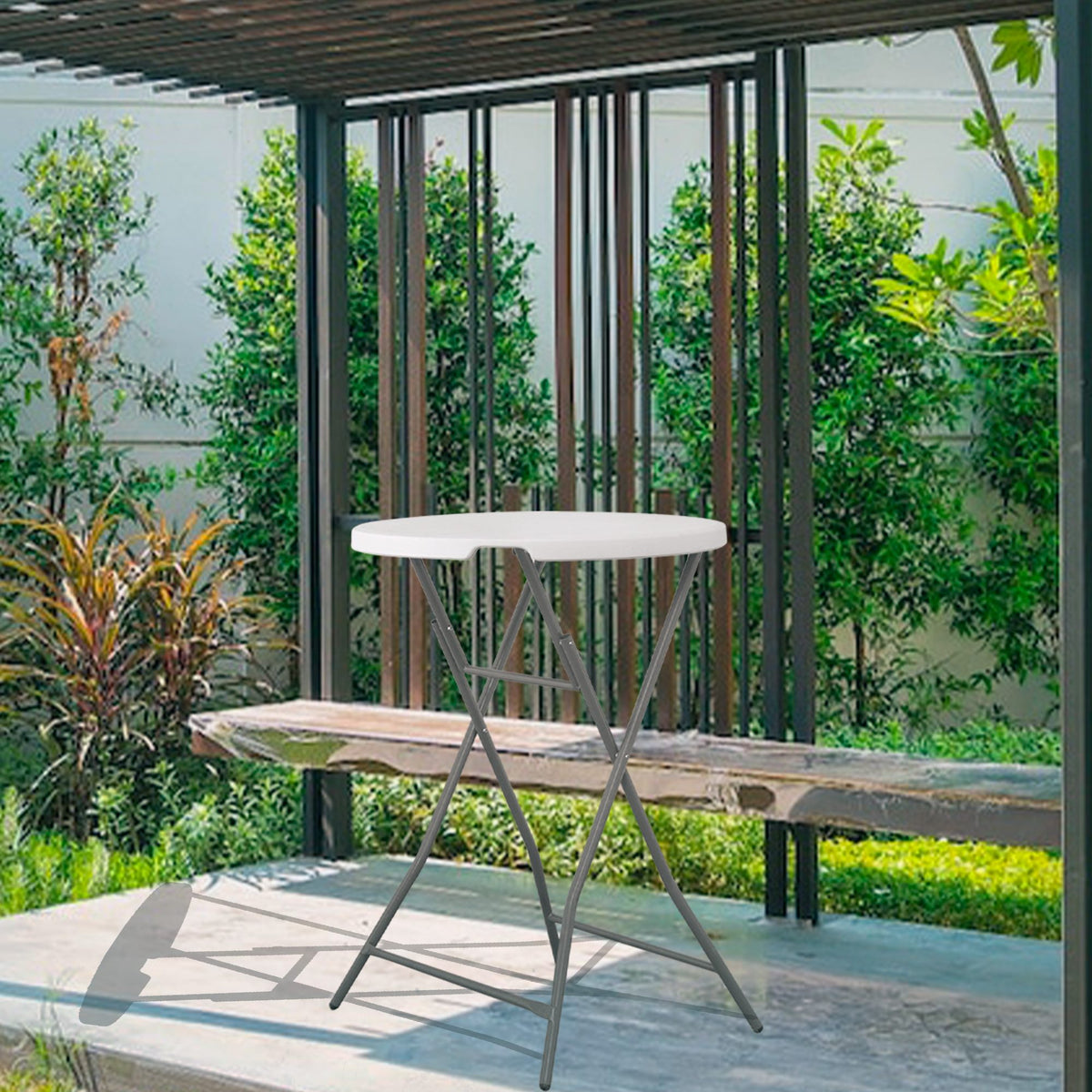Mesa alta cóctel plegable 80x80x110 cm con asa transporte (2)