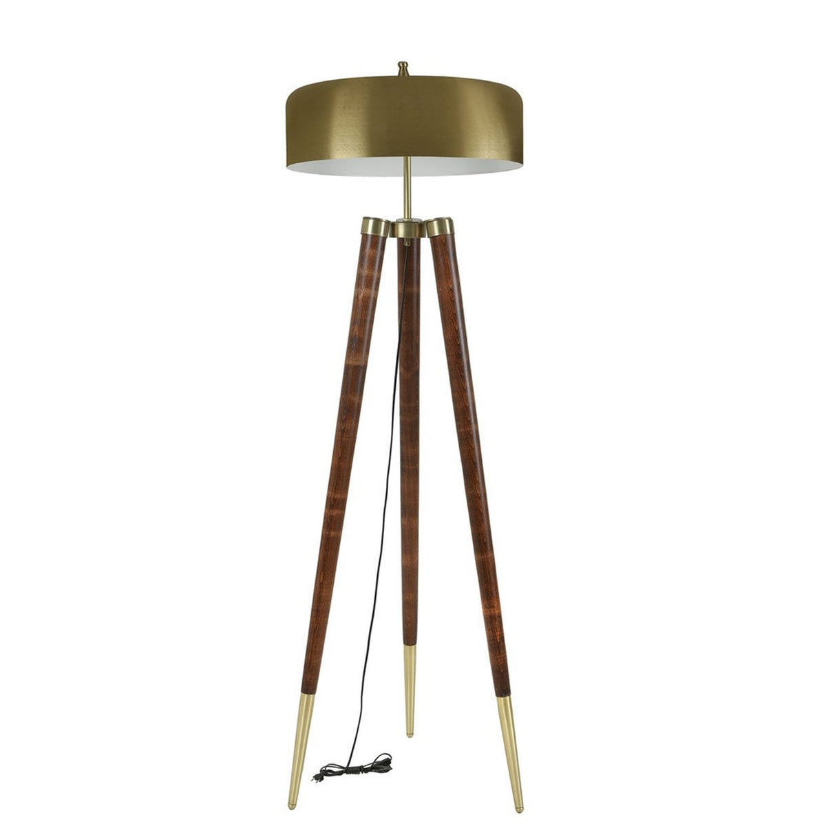 Lámpara de pie metal oro nogal 48x48x165 cm casquillo E27