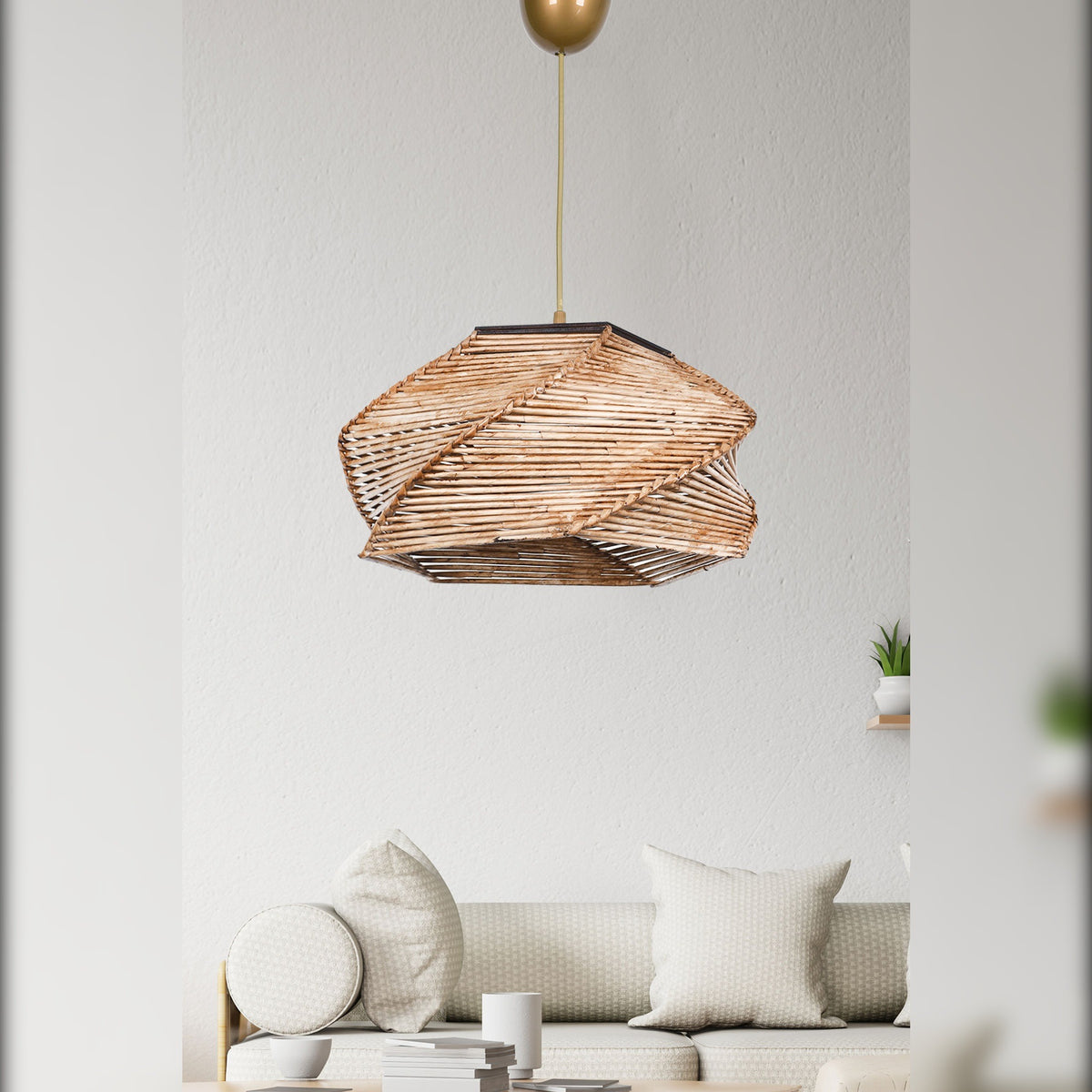 Lámpara de techo natural 36x36x65 cm decorativa (2)