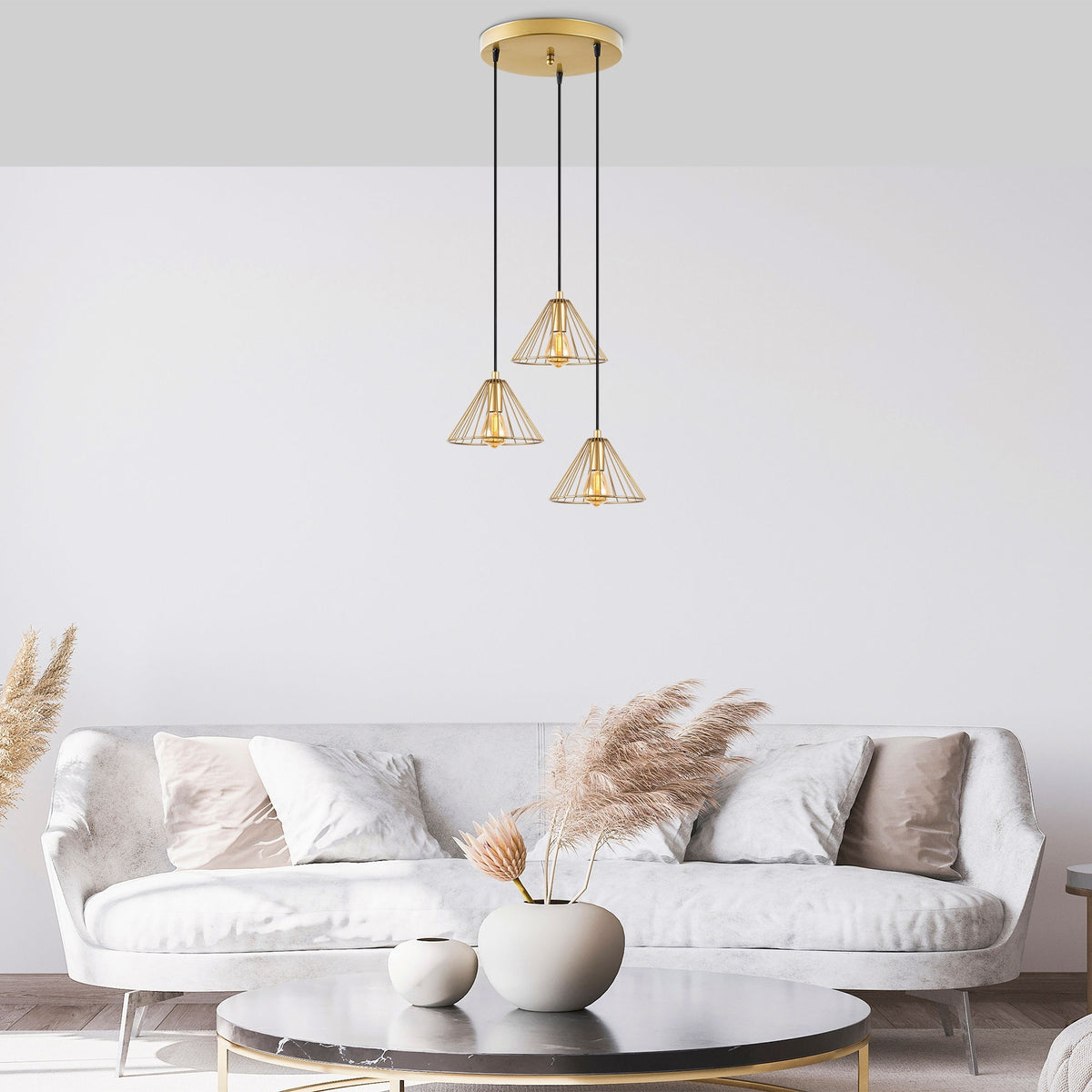 Lámpara de techo oro brillante 41x41x117 cm decorativa (5)