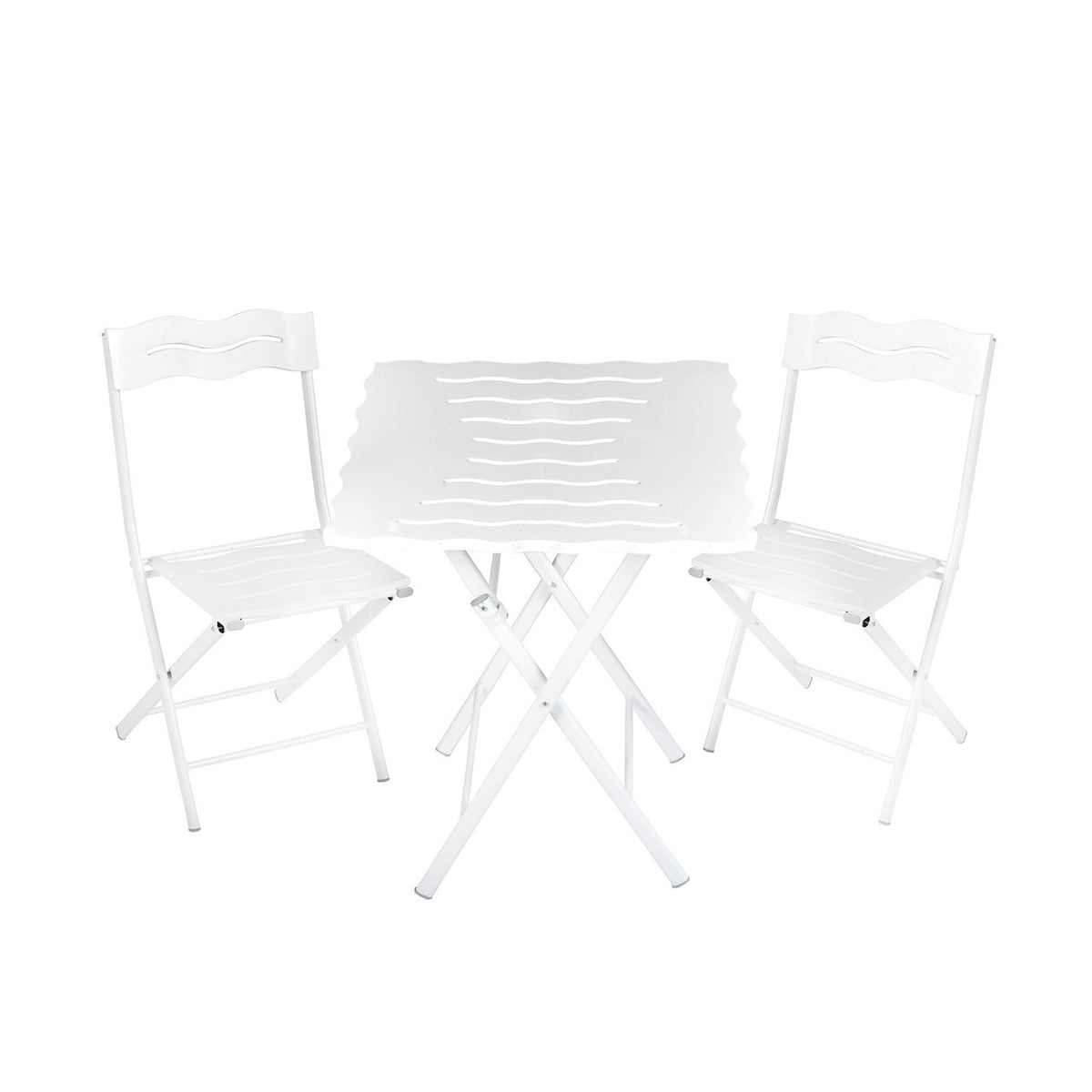 Set mesa y sillas de jardín 3 pzs blanco