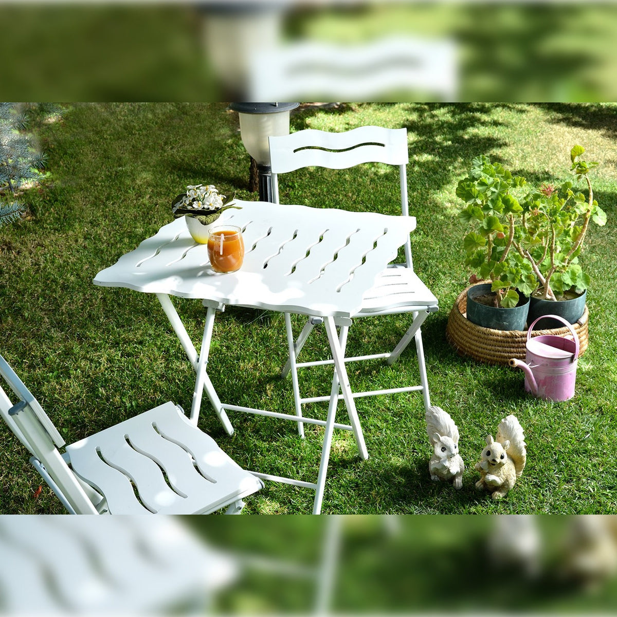Set mesa y sillas de jardín 3 pzs blanco (3)