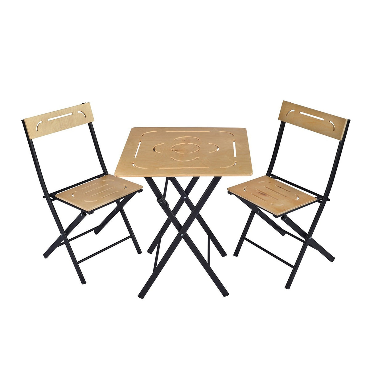 Set mesa y sillas de jardín 3 pzs marrón