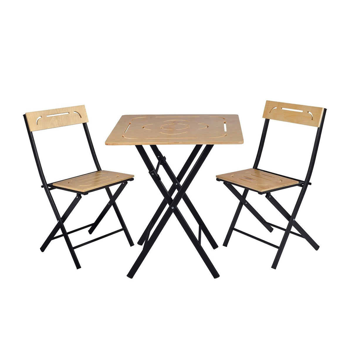 Set mesa y sillas de jardín 3 pzs marrón (6)