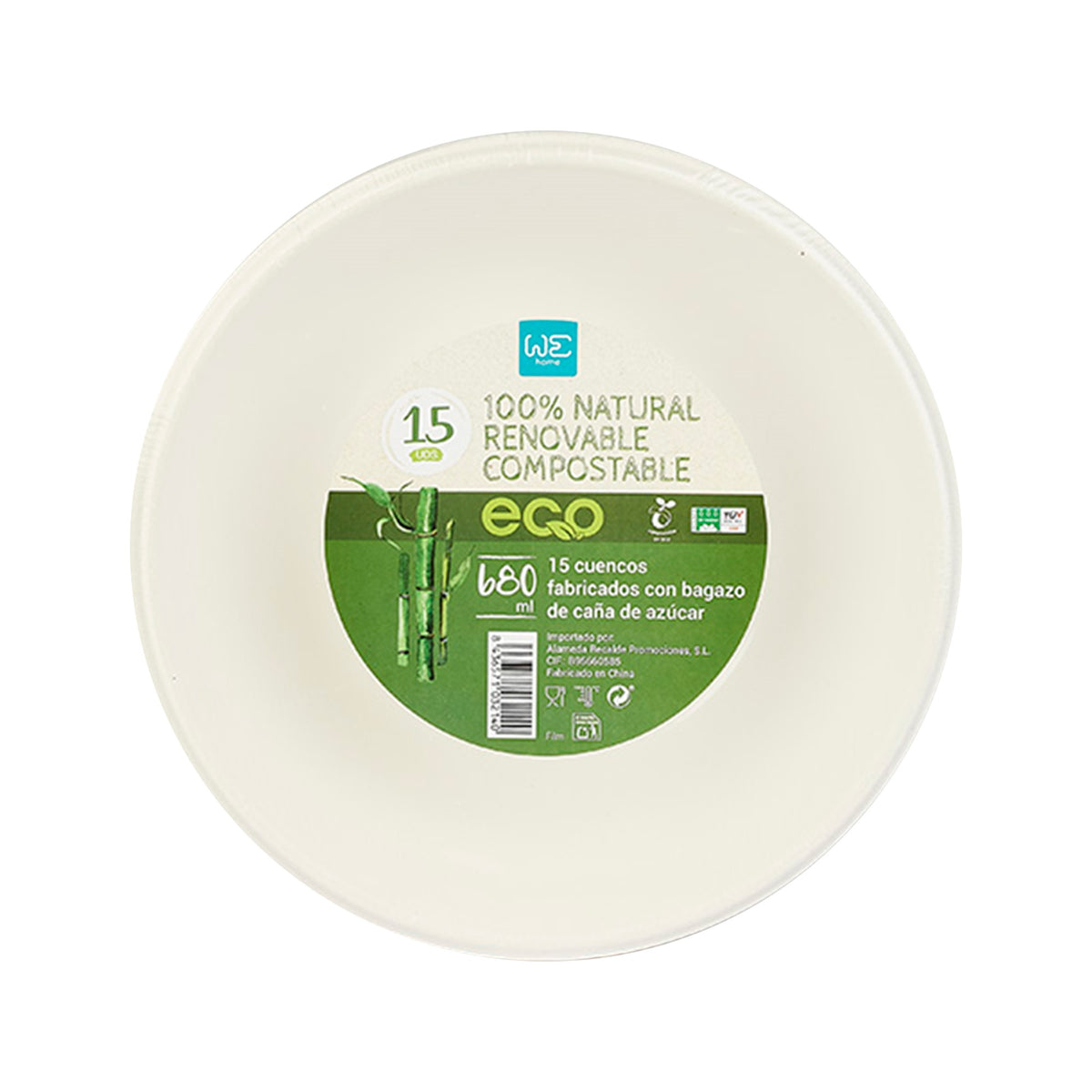 Cuenco desechable 680 ml 15 uds
