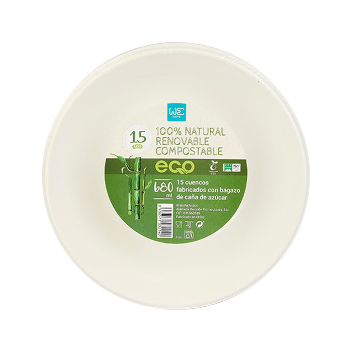 Cuenco desechable 680 ml 15 uds