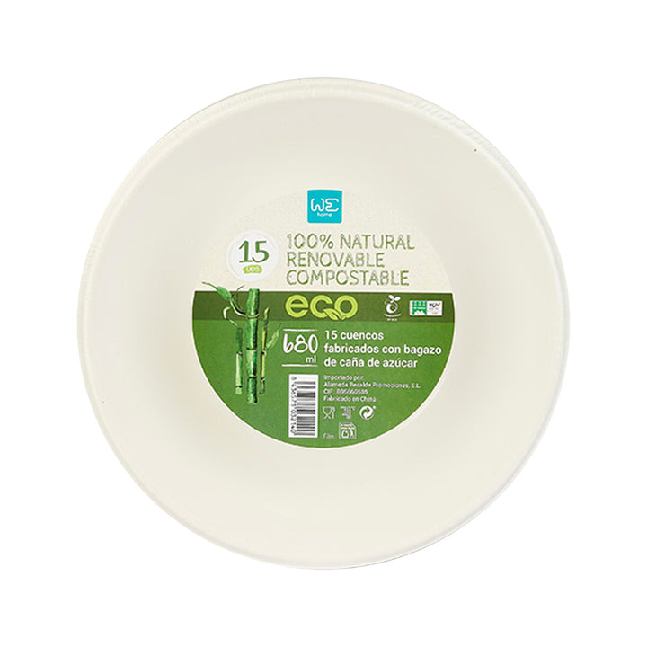 Cuenco desechable 680 ml 15 uds