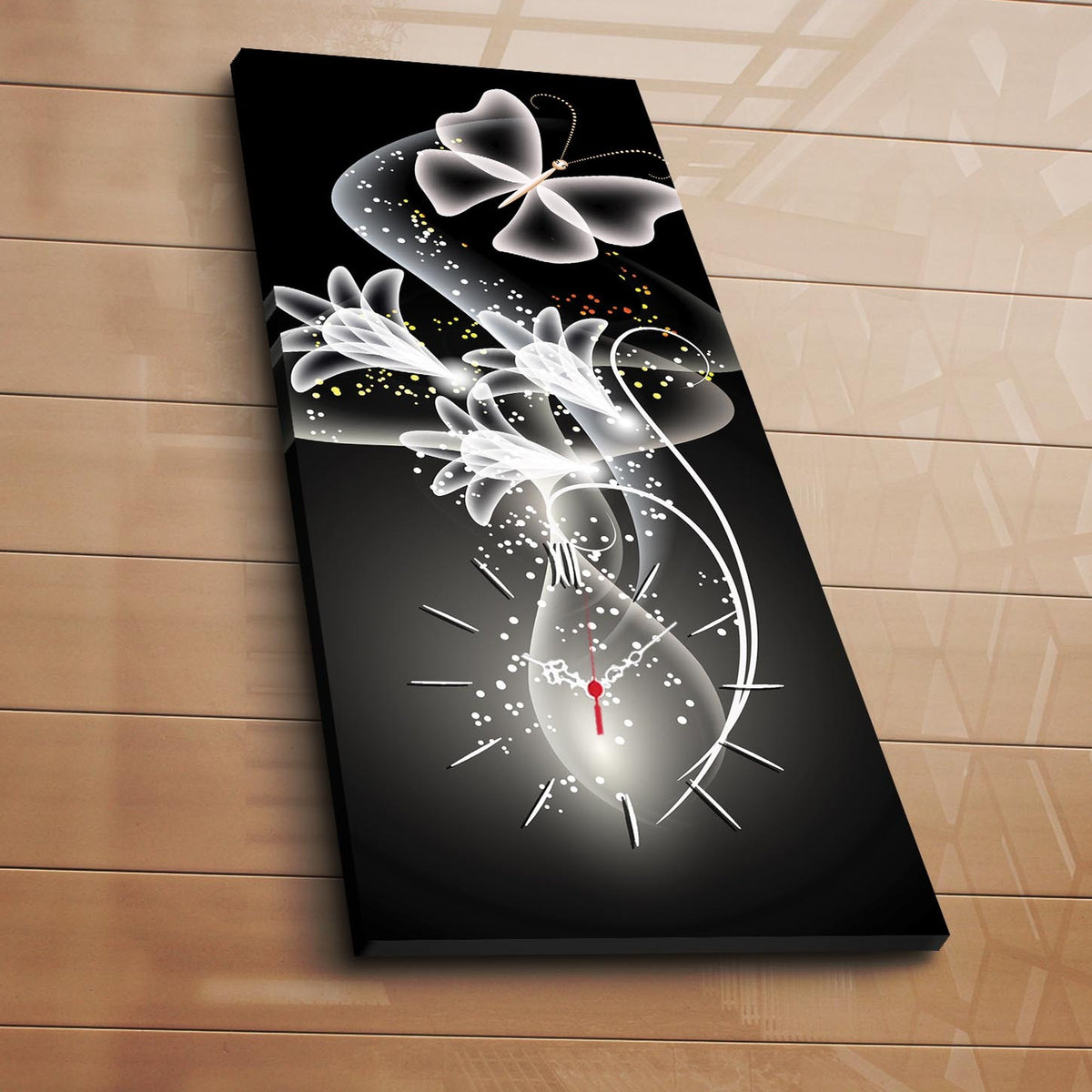 Reloj de pared lienzo decorativo estilo flores fantasía (2)