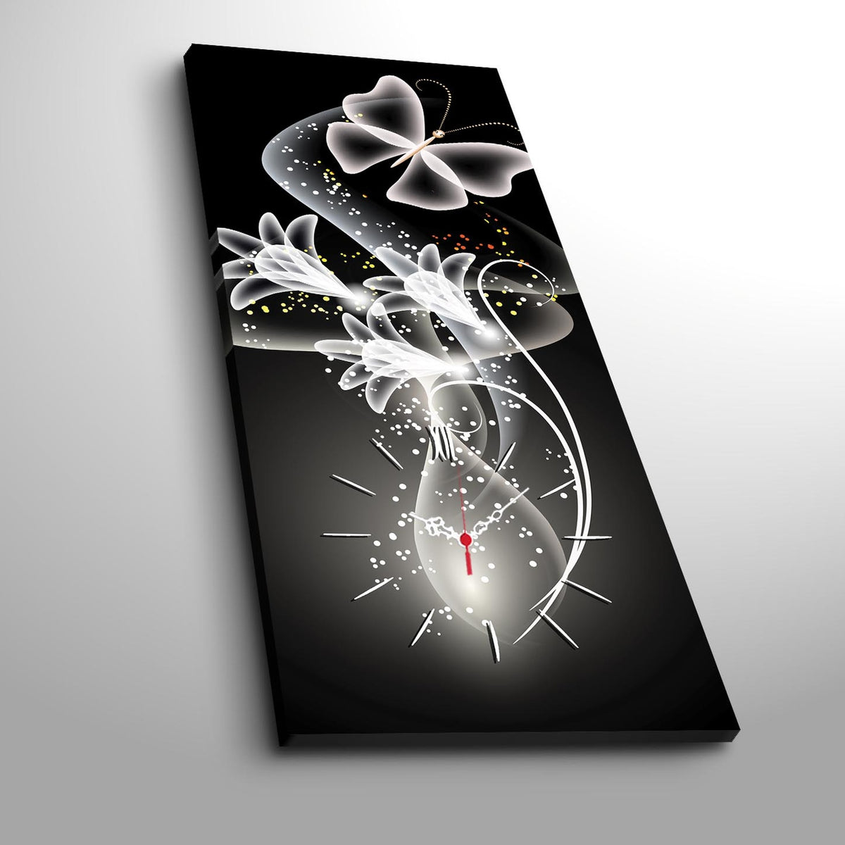 Reloj de pared lienzo decorativo estilo flores fantasía (3)
