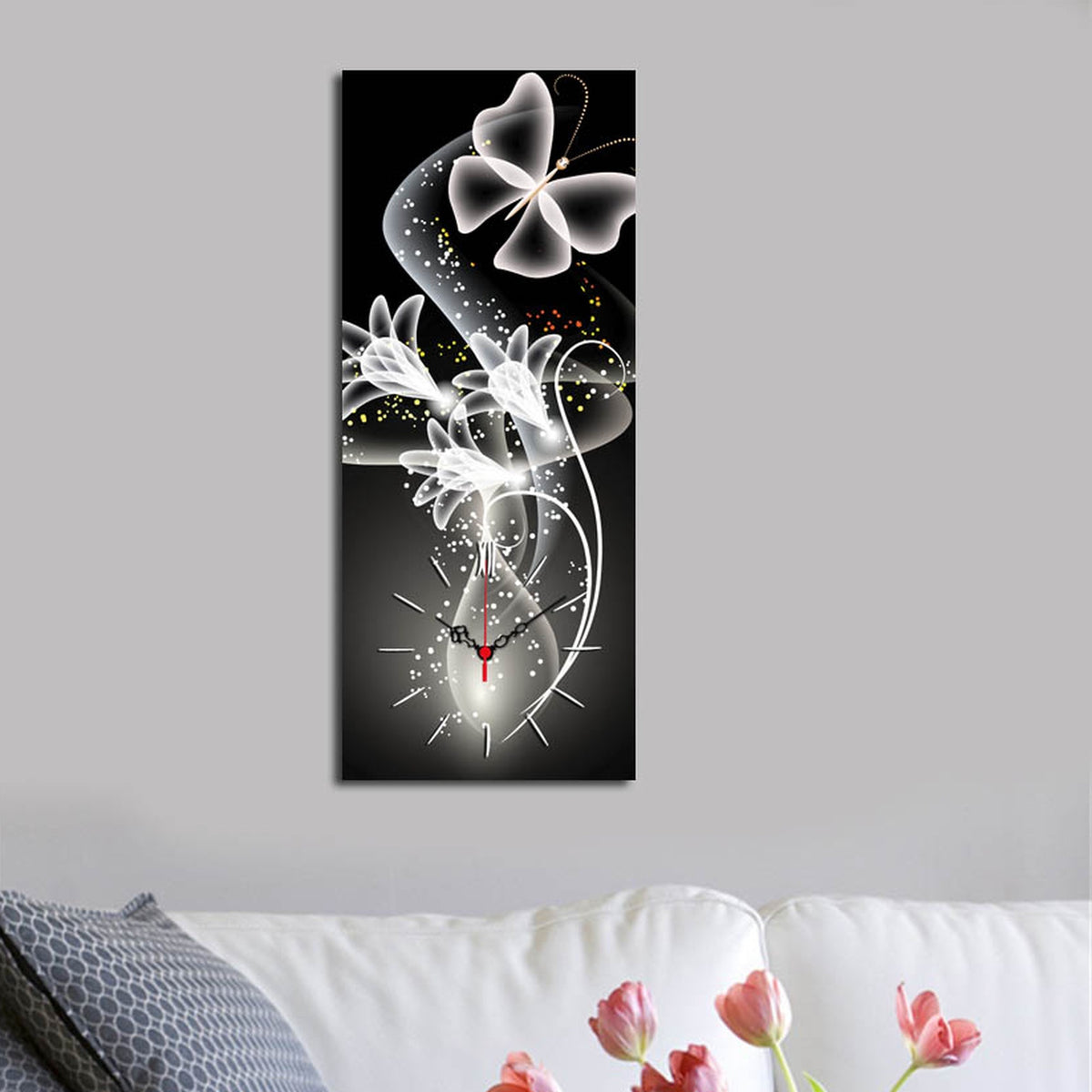 Reloj de pared lienzo decorativo estilo flores fantasía (4)