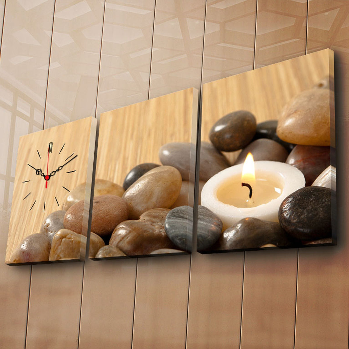 Reloj de pared lienzo decorativo 3 pzs estilo zen (2)