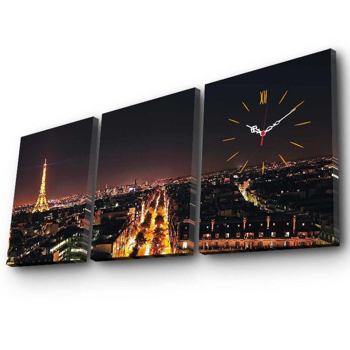 Reloj de pared lienzo decorativo 3 pzs estilo París