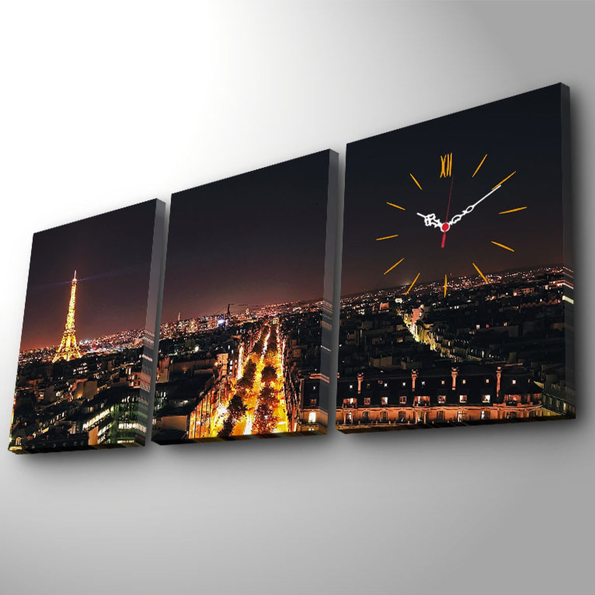 Reloj de pared lienzo decorativo 3 pzs estilo París (3)
