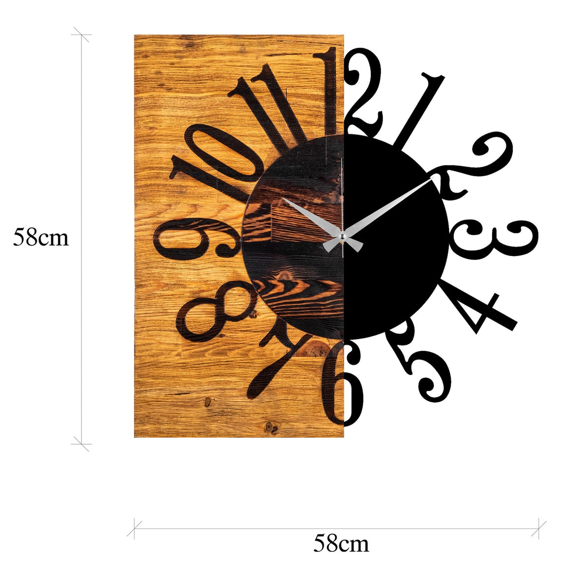 Reloj de pared madera decorativo mitad y mitad (2)