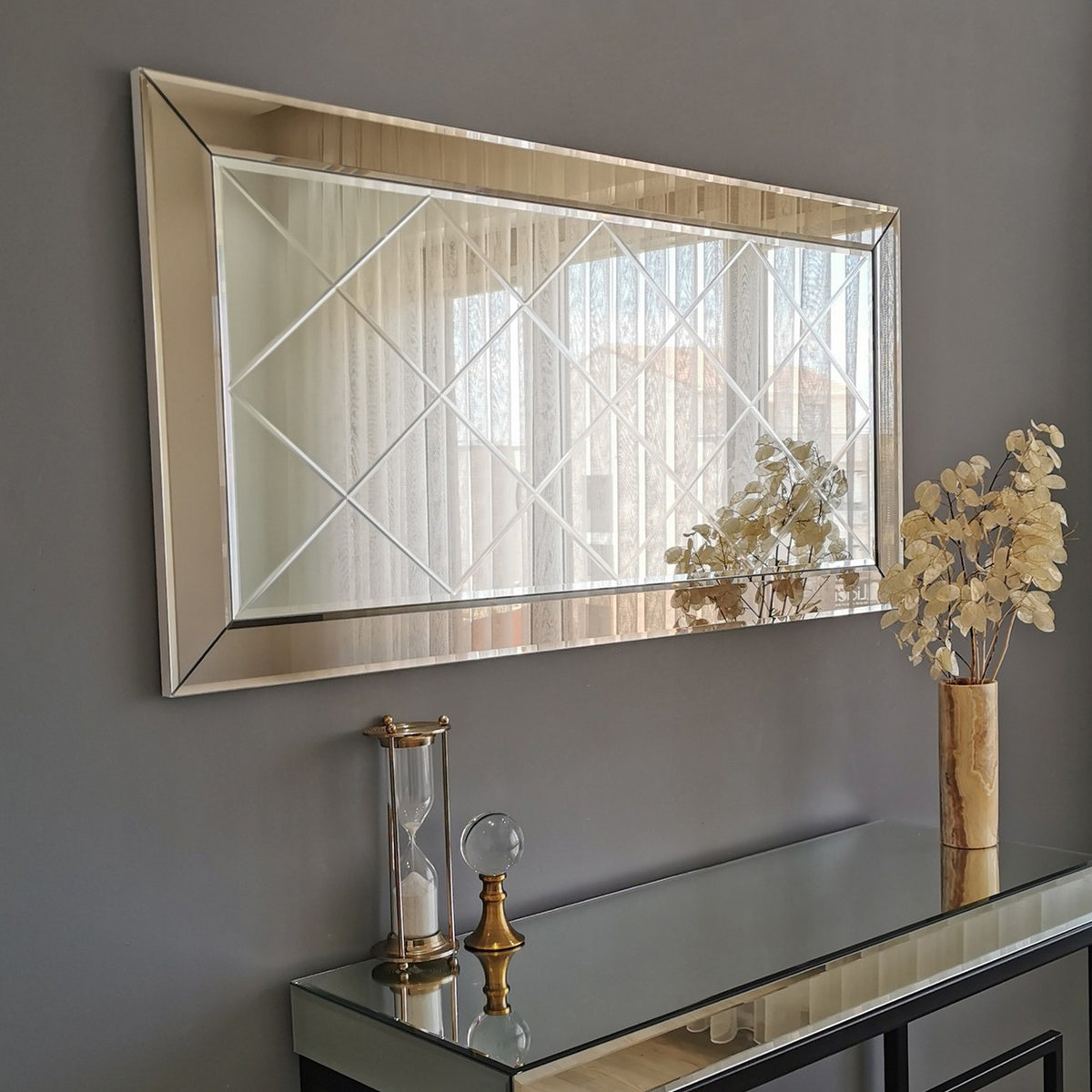 Espejo horizontal geometría esplendorosa decorativo (4)