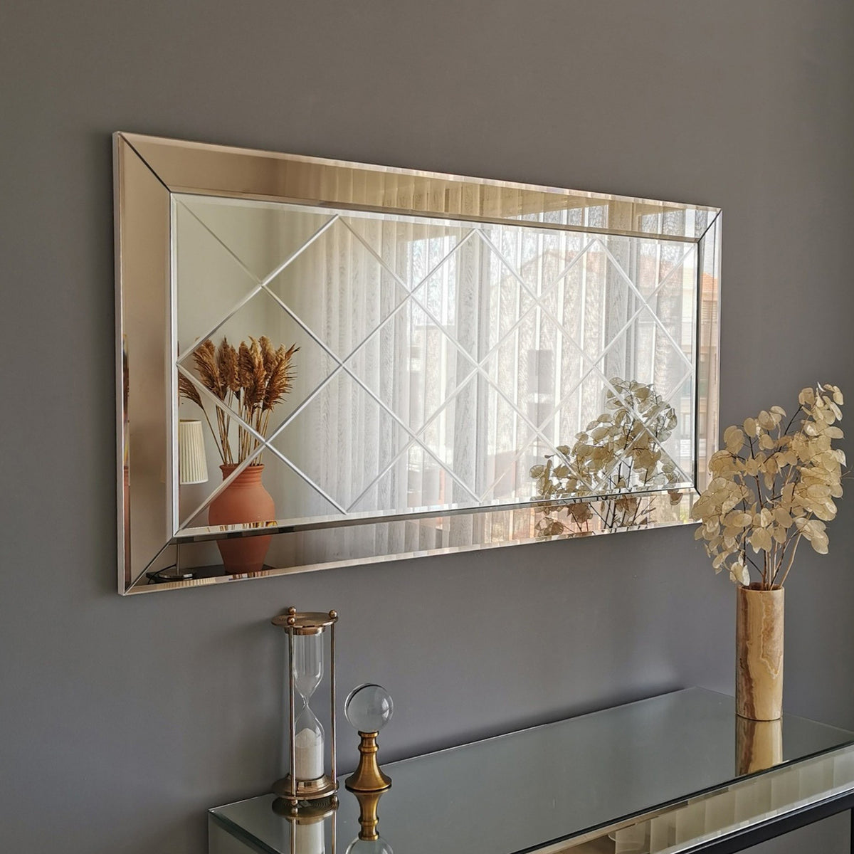 Espejo horizontal geometría esplendorosa decorativo (8)