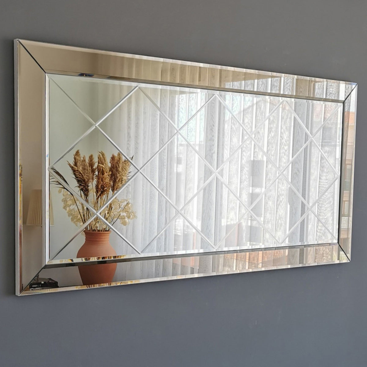 Espejo horizontal geometría esplendorosa decorativo (9)