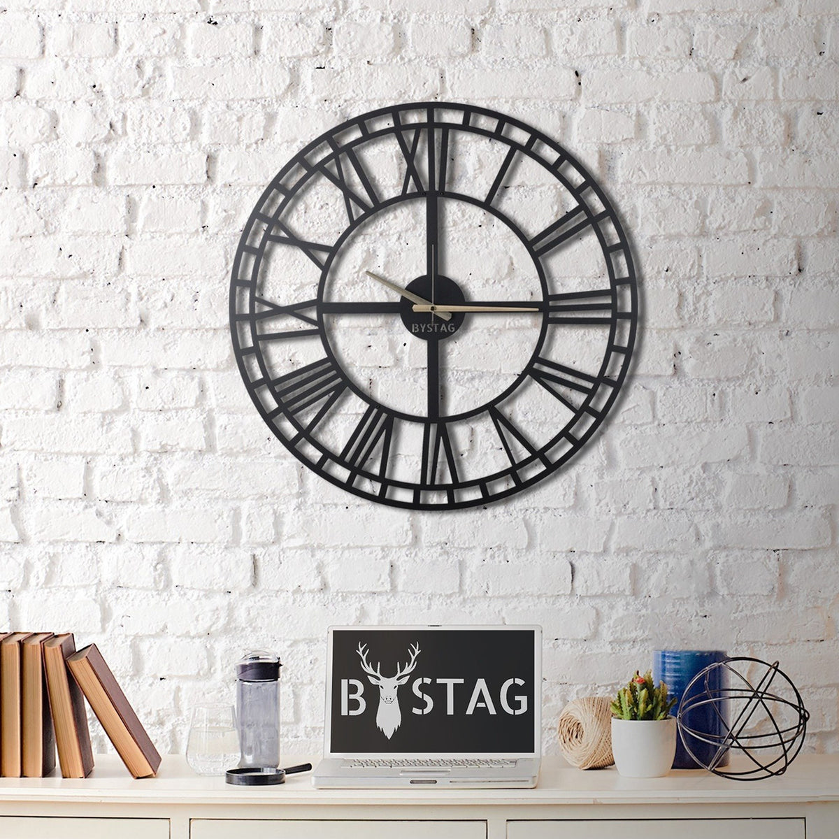 Reloj de pared metal decorativo números romanos 70 cm (2)