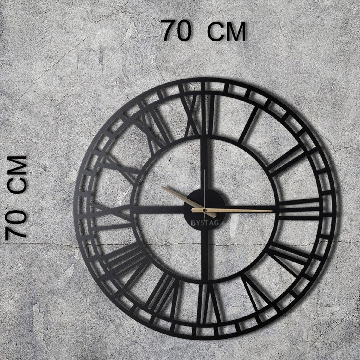Reloj de pared metal decorativo números romanos 70 cm (3)