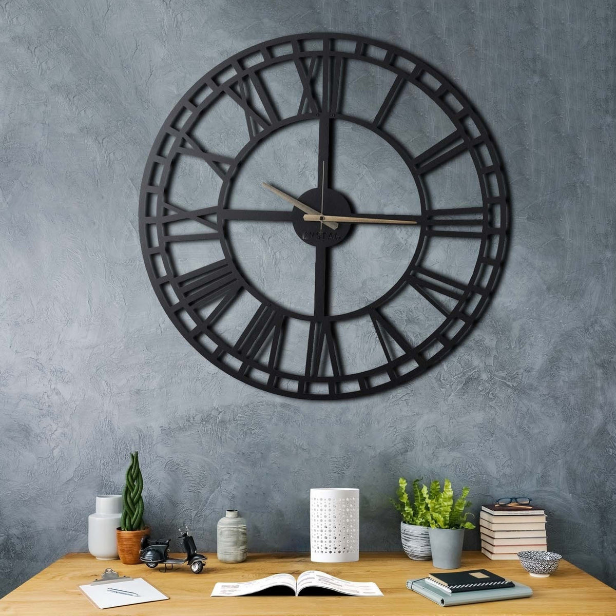 Reloj de pared metal decorativo números romanos 70 cm (4)