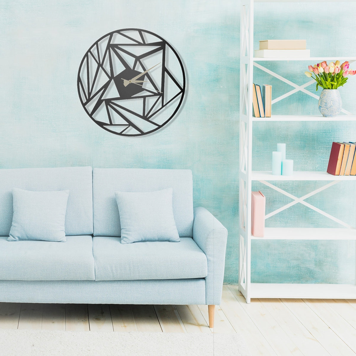Reloj de pared metal decorativo estilo geométrico (3)