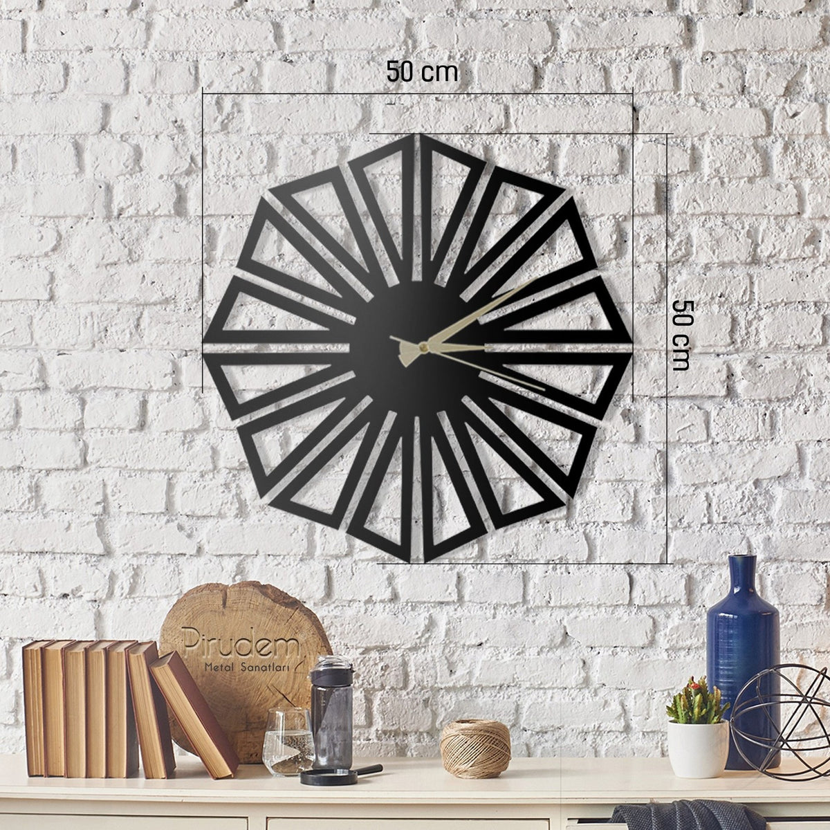 Reloj de pared metal decorativo estilo triángulos (2)