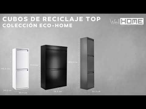 Vídeo del producto Cubo reciclaje acero 2 compartimentos antracita 90,5cm